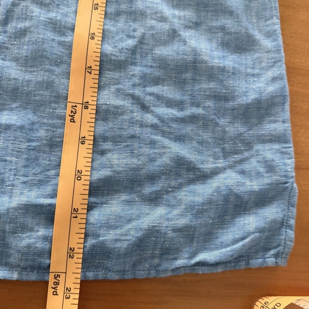 Talbots Top PETITE Small Blue Floral Embroidered Linen Blend Boho Short Sleeves - Picture 10 of 10
